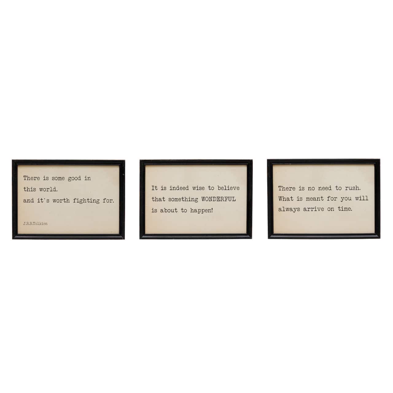 Hello Honey® Inspirational Quotes Wooden Framed Wall Sign Set